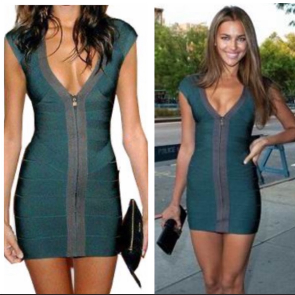 100% Authentic Herve Leger Bodycon Dress - Green - TRADE VALUE $600